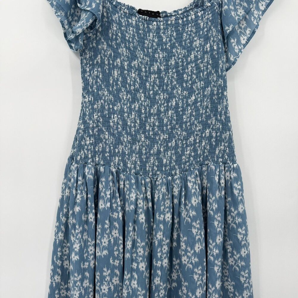 HATCH Cosette Dress Size 3 Blue Floral Smocked Flutter Sleeve Maternity Midi - Picture 7 of 9